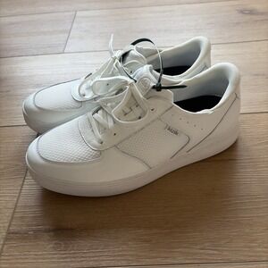 Kizik Oslo Sneakers Men's Optic White Leather Mesh Hands Free Shoes Size 10.5